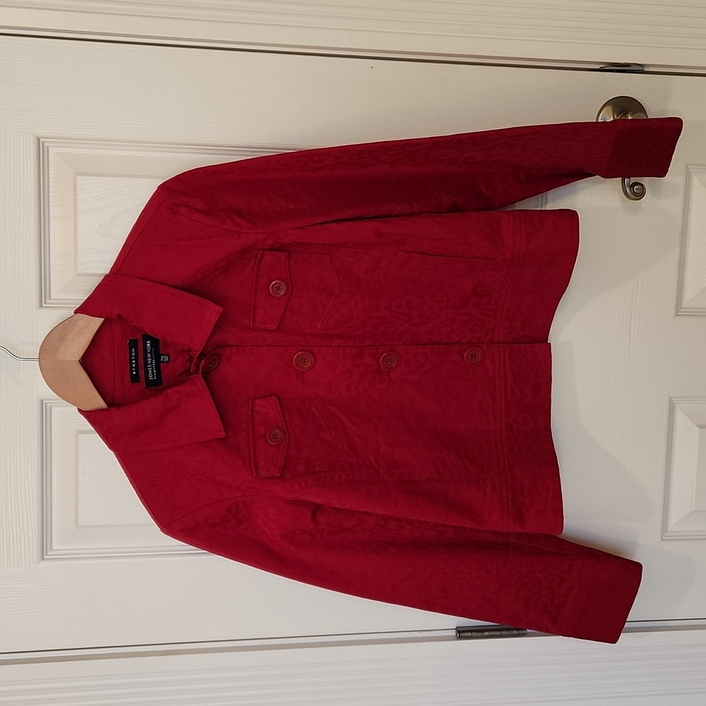 Jones New York red animal print dress jacket size PM